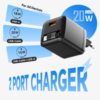 Pengisi Daya Cepat PD 20W QC dengan Kabel Retractable Tahan Api Perlindungan OTP & OVP 5V/3A untuk 17