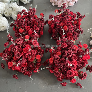 باقة زهور حريرية اصطناعية من الهيدرانجيا ، طاولة زفاف ، قطعة مركزية من الوردة الحمراء - Product Image 3