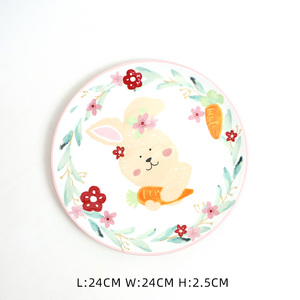 2025 Easter Tableware Reusable Cute Bunny Dinner Ware Set Wedding <strong>Plates</strong> and Cutlery Ceramic Breakfast Dinnerware Set Luxury - Product Image 4