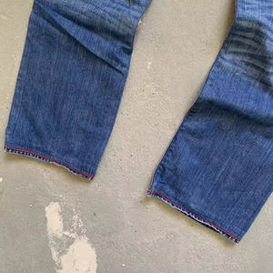 ディズニーカスタムハイストリート刺繍入りダメージジーンズヴィンテージデニムジーンズ卸売ダークウォッシュダメージ加工ストリートウェアジーンズ - Product Image 3