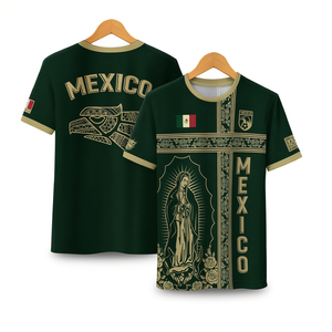 Maglia da Calcio Unisex Messicana a Maniche Corte con Stampa Sublimata, Collo Rotondo, per Partite, Adulti, Tutte le Stagioni - Product Image 1