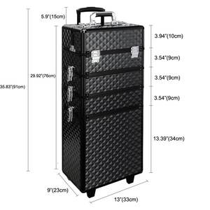 Maletín de Maquillaje 4 en 1, Maletín de Maquillaje Profesional con Ruedas, Maletín de Aluminio para Artistas, Joyería y Cosméticos - Product Image 3