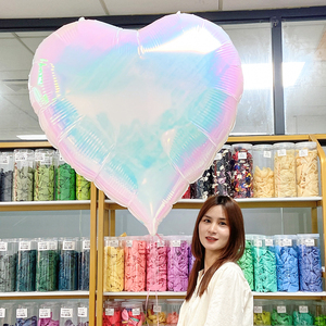 Vente en gros de ballons en feuille d'aluminium arc-en-ciel de 40 pouces, blanc nacré irisé, en forme de cœur, pour la décoration de mariage, d'anniversaire ou de fête - Product Image 6