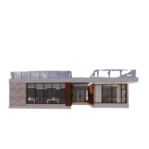 深蓝轻钢框架预制房屋高品质罗通营地办公室环保Ptrfab金属建筑