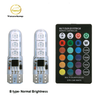 Ampoule LED Yosovlamp T10 5050 6smd Silicone 194 RGB pour voiture, télécommande sans fil, T10 Rgb 16 couleurs changeantes, éclairage LED de voiture T10 Rgb