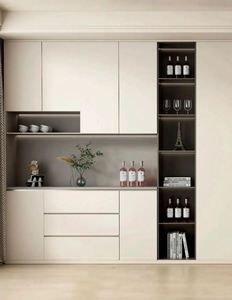 Mueble de Salón Moderno de Estilo Crema, Gabinete de Almacenamiento Alto, Elegante y Práctico - Product Image 1