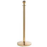 Poteau de barrière de file d'attente doré avec corde