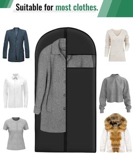 Màu đen có thể giặt không dệt phù hợp với túi với cửa sổ rõ ràng và chống bụi cho tủ quần áo và lưu trữ hàng may mặc du lịch - Product Image 3