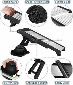 Cortador de Verduras Manual para Cocina, Mandolina para Verduras con Guantes de Seguridad - Product Image 4