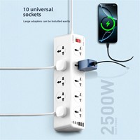 Stop Kontak Multifungsi Anti Anak dengan 10 Stop Kontak, Material PC Tahan Api, Arus Terbatas 10A