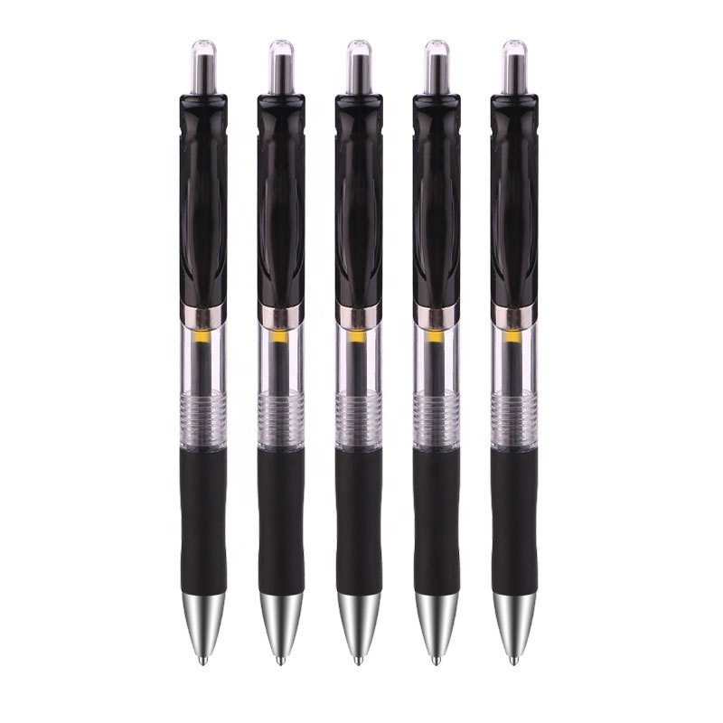 Promotional Plastic Retract able Gel Pen Hochwertiges Schul briefpapier Schnellt rocknende Tinte Schwarz 0,7mm Rollerball Pen