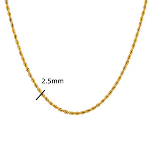 Collar de Cadena de Cuerda Trenzada de Acero Inoxidable de 40-60 cm, Chapado en Oro y Plata para Hombre y Mujer - Product Image 4