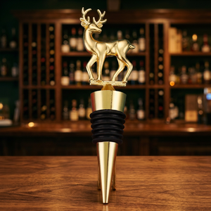 Vertedor de vino de metal, vertedor de botellas de vino, vertedor de tapón de vino de acero inoxidable con tapa, tapón de botella, barra, utensilio de vertido, diseño de cerveza - Product Image 1