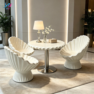 Ensemble de salle à manger extérieur de luxe moderne en fibre de verre, design sculptural, couleur personnalisée, écologique, pour centres commerciaux, hôtels et écoles - Product Image 2