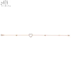 For Girl Bracelets New Products Trendy Charms Jewelry 18K Rose Gold Natural Diamond Heart Shape Bracelets For Girl