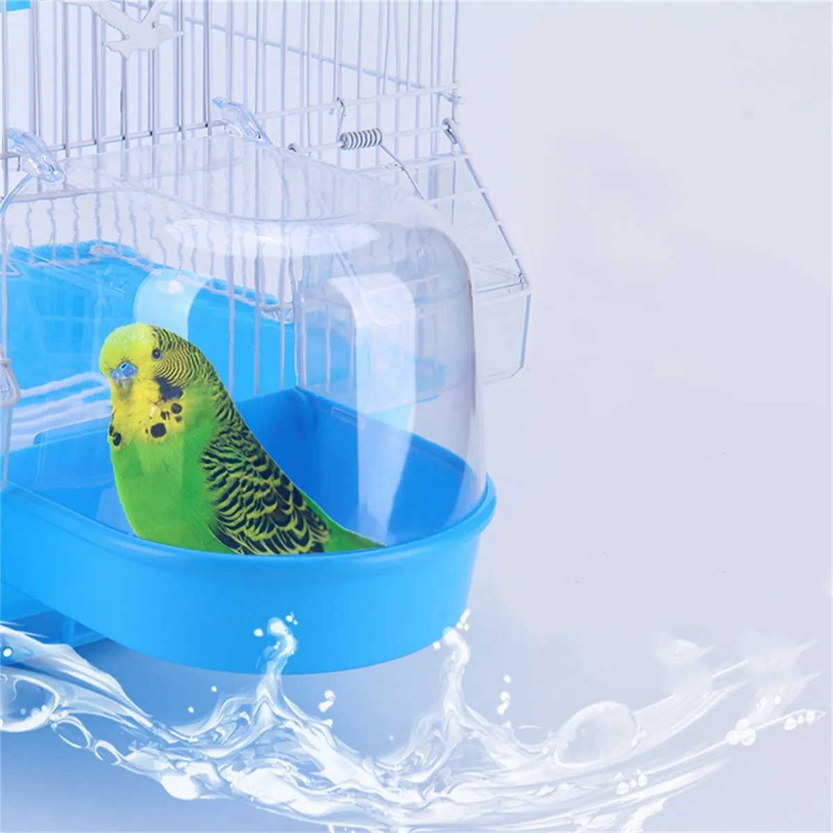 Bird Cage Bath Deluxe Bathing Tube Parakeet Canary Finch Hamster Small Pet Hang Shower