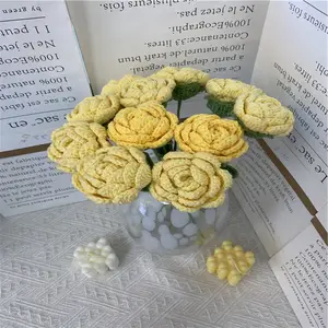 40CM SY crochet nuove rose fiori artificiali, rose nere fiori artificiali stelo realistico fiore Flora per la casa fai da te