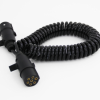 Câble d'alimentation rétractable noir HJYAJZT à 7 broches, câble spiralé pour camion et remorque, câble en spirale à 7 voies