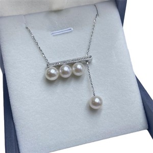 Collar de Perlas de Agua Dulce con Colgante de Barra de Equilibrio Clásica de Zhuji, Plata de Ley S925, Collares de Perlas Premium - Product Image 5