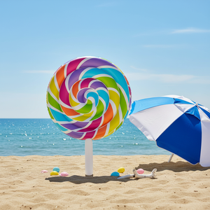 แพยางเป่าลมรูปอมยิ้มขนาดใหญ่, แพยางลายสายรุ้งสำหรับผู้ใหญ่, แพยางสำหรับปาร์ตี้ริมสระน้ำหรือทะเลในช่วงฤดูร้อน - Product Image 1