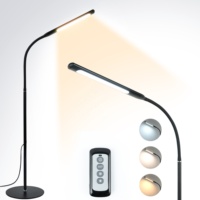 Lámpara de lectura protectora para los ojos, Base estable de metal, esquina, lámpara de escritorio de pie moderna, cuello de cisne, Control táctil, lámpara de pie LED