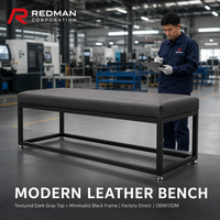 Mesa de Centro de Cuero con Textura Industrial, Estructura de Metal Negro, Estilo Moderno para Sala de Estar