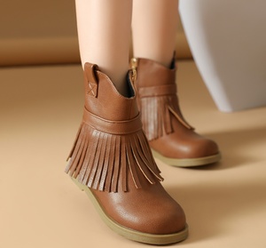 Fashion and Cool Versatile Children's <b>Girl</b> Tassel <b>Cowboy</b> <b>Boots</b> Kid Leather <b>Boots</b> Newborns Prewalkers - Product Image 1
