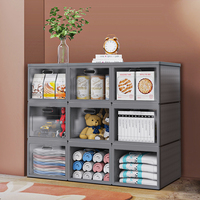 Armoires de rangement combinées Cabibox en PP et tissu, boîtes de rangement pour articles ménagers avec fonction pliable pour le rangement à domicile