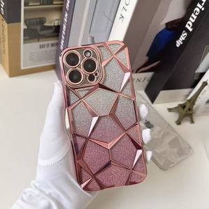3D lưới Gradient long lanh đá cẩm thạch Kim Cương Trường hợp điện thoại cho <span class=keywords><strong>iPhone</strong></span> 16 Pro Max 15 14 13 12 11 mạ mềm TPU Bìa - Product Image 6