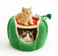 Lit pour chat en tissu en forme de beignet, maison douillette pour animaux de compagnie avec couvercle, portable, chaleur toute saison pour un sommeil profond des chats, lavable, lit portable pour chien