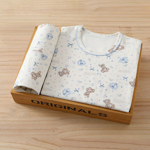 Nouveaux ensembles de pyjamas pour garçons et filles printemps/automne 2025, style long, pur coton, doux et respirant, vêtements de maison - Product Image 1