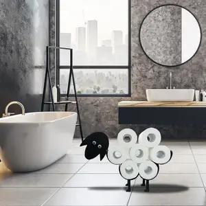 Domba hitam baja Toilet lucu gulungan kertas pemegang penyimpanan untuk kamar mandi