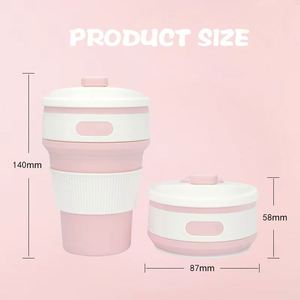 Collapsible 350ml Silicone <b>Reusable</b> Travel <b>Mug</b> Leak-Proof Lid BPA Free Portable Compressible Coffee Tumbler Custom Logo - Product Image 2