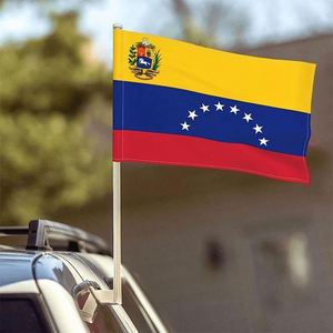 Wholesale Polyester Venezuela Venezuelan Car Windows <b>Flags</b> Banner 12x18 INCHES with Flexible Plastic Stick for Vehicle Decor - Product Image 2