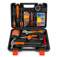 Ensemble d'outils pour la maison OEM de 51 pièces, acier à haute teneur en carbone, kit de réparation manuel, boîte à outils portable, tournevis, clés, pinces, étui rigide