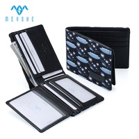 Harga Pabrik Dompet Pria Kulit Asli Kanvas Kustom Mewah Anti RFID Tempat Kartu ID Motif Titik Bunga Lipat