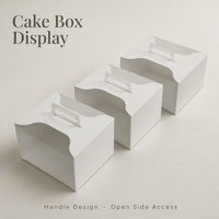 Boîte à gâteau en carton blanc écologique en matériaux recyclés, ouverture latérale, poignée en plastique, portable pour l'emballage de gâteaux, pâtisseries et cupcakes