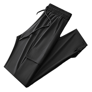 Pantalons d'été décontractés en nylon pour hommes design léger à séchage rapide avec tissu peigné taille moyenne devant plat - Product Image 4