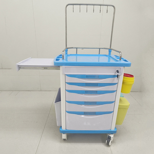 Carrito de plástico para tratamiento hospitalario de emergencia Abs a buen precio con cajones y bote de basura carrito de medicamentos - Product Image 3
