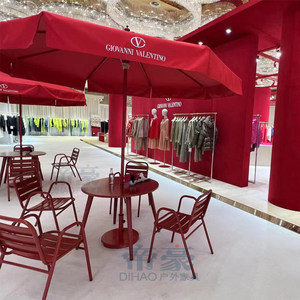 Parasol d'extérieur en tissu réglable avec logo personnalisé pour cour, bord de mer, plage, café commercial, colonne centrale - Product Image 2