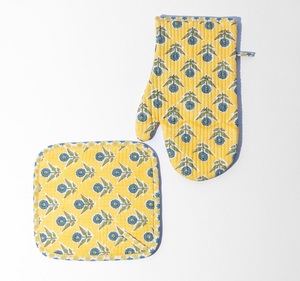 Yellow Indian Style Cotton Baking Set with <b>Apron</b> Gloves and Pot Holder <b>Kitchen</b> <b>Apron</b> Adjustable Custom for Wholesale Price - Product Image 3