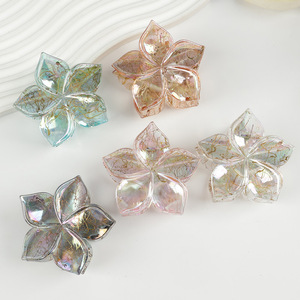 Plastic <b>Sweet</b> Unisex 8cm Transparent <b>Flower</b> Hair Claw Clips New Trending Daily Summer Accessories - Product Image 1