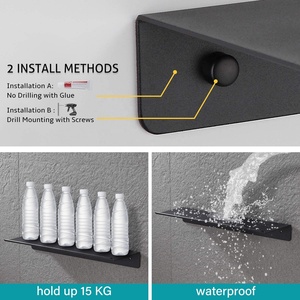 <strong>Black</strong> <strong>Floating</strong> Wall <strong>Shelf</strong> Hotel Shower Storage Wall Mount Bathroom <strong>Shelf</strong> - Product Image 5