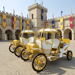 Carrozza Elettrica Personalizzabile per Matrimoni, Romantica Carrozza Dorata con Cavalli, Carrozza Natalizia a Forma di Zucca - Product Image 5