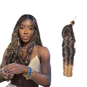 Vente chaude 150g 24 pouces boucles françaises tressage <span class=keywords><strong>cheveux</strong></span> tresses vague lâche crochet mèches de <span class=keywords><strong>cheveux</strong></span> synthétiques pour tresses africaines - Product Image 1