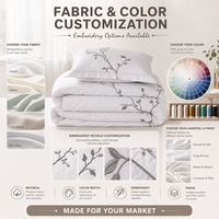 Ensemble de literie brodé sur mesure OEM ODM, housse de couette personnalisée, drap, taie d'oreiller, couleur du tissu, taille, étiquette personnalisée