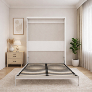 Multifunctional Vertical Standard Murphy Wall <b>Bed</b> With Grey <b>Bed</b> Frame <b>Space</b>-<b>Saving</b> Folding Wall <b>Bed</b> for Living Room - Product Image 5