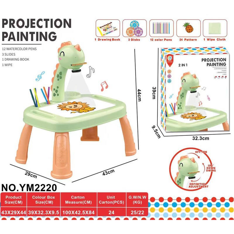 Grande table de projection dinosaure-vert