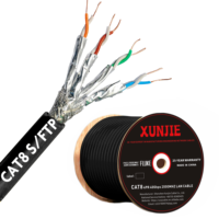 Venta al por mayor 305m PVC-Jacketed Cat6a Cable 23Awg Cámara CCTV de cobre puro SF/UTP doble blindaje 1000Ft longitud 23Awg Cat6a Cable