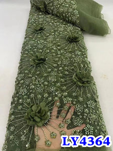 <span class=keywords><strong>NIAI</strong></span> 3D Fleurs Perlé Net Dentelle Tissu Français Tulle Net Haute Qualité Nouveau Polyester Sequin Tissu Robe De Mariée Dentelle Avec Perles - Product Image 5